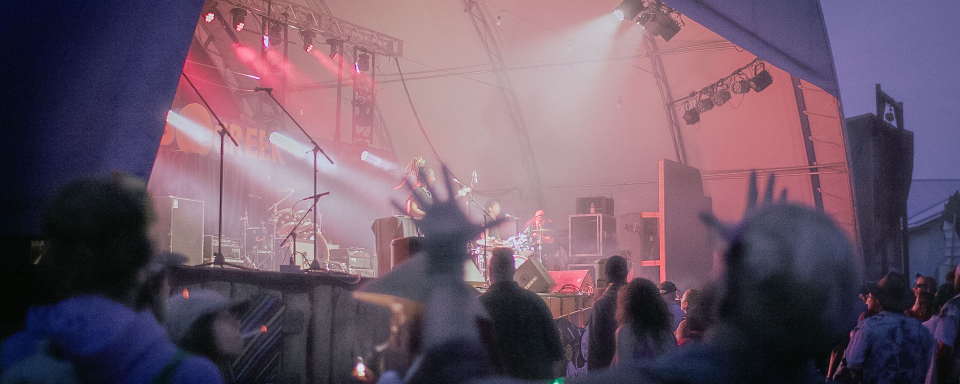 Stage in front of a crowd