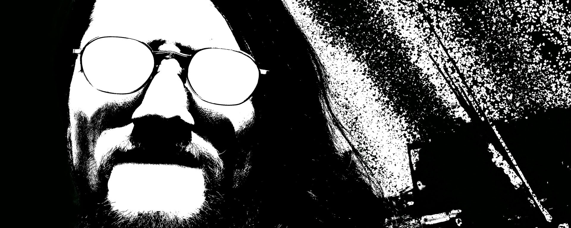 An abstract face resembling a skull