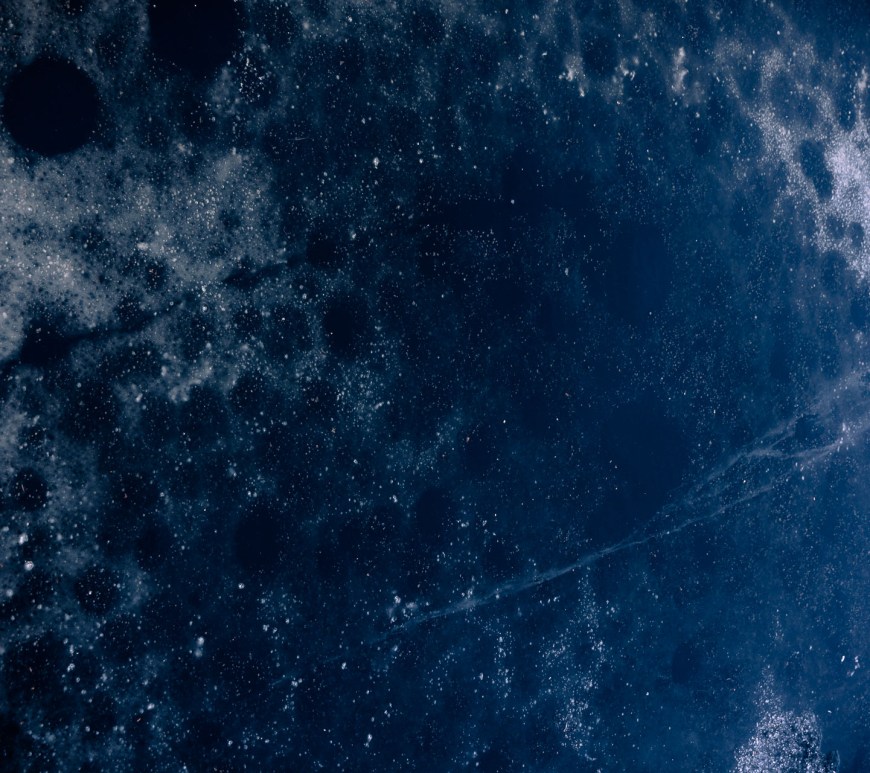 Bubbles frozen in ice looking like a space nebula